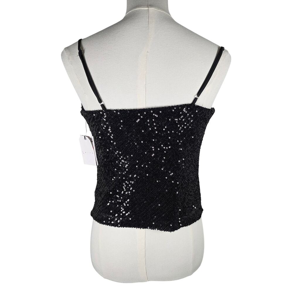 NWT XS‎ Leith Black Sequin Spaghetti Strap Lined Top - Picture 4 of 10